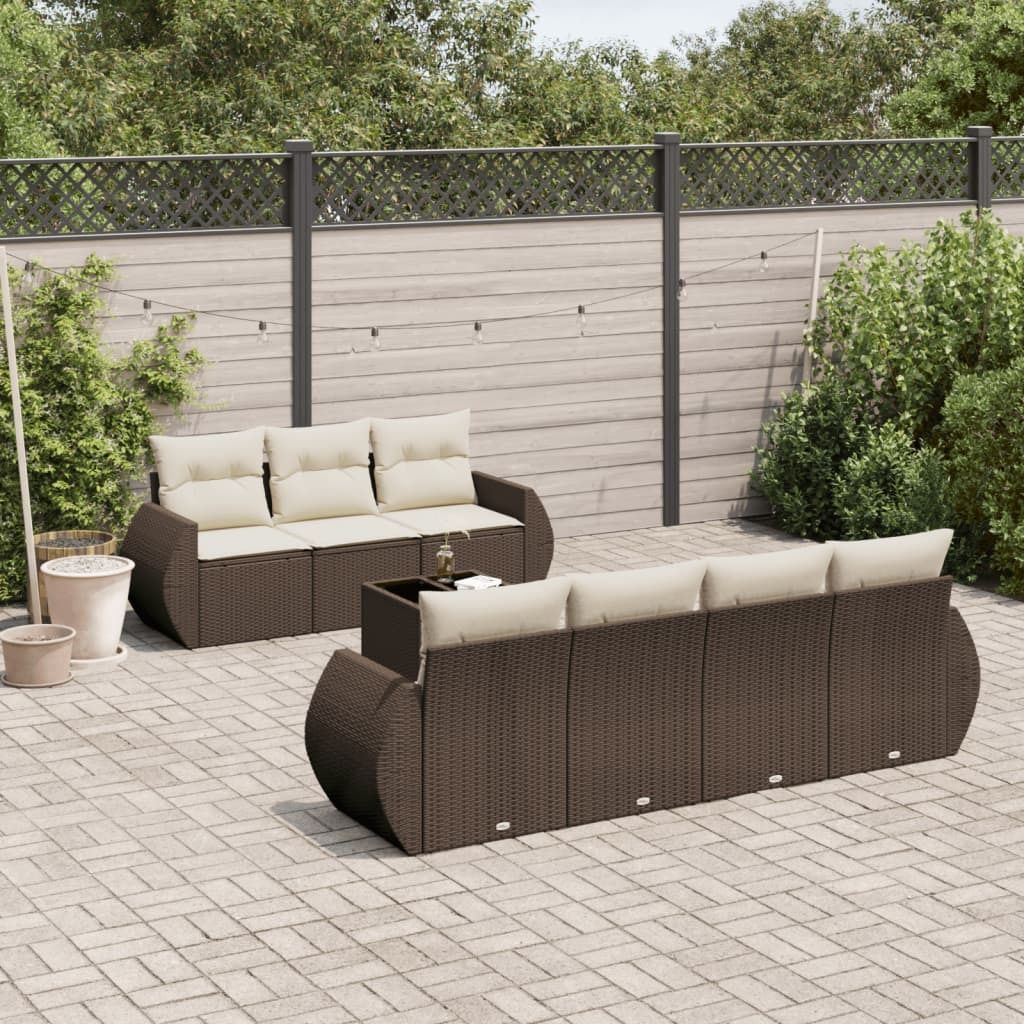 Maison Exclusive - 8-tlg. Garten-Sofagarnitur mit Kissen Braun Poly Rattan