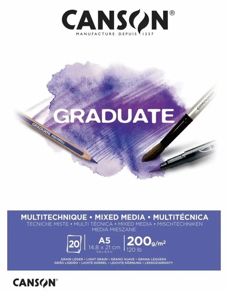 Canson Graduate, Kunstpapier, 200 g/m², 20 Blätter Produktbild 