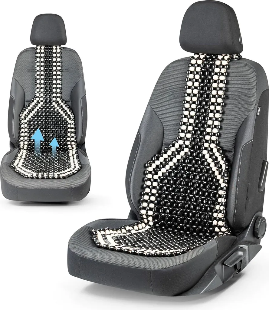 Tappetino Auto Perline Legno Walser 13551 - Nero e Bianco