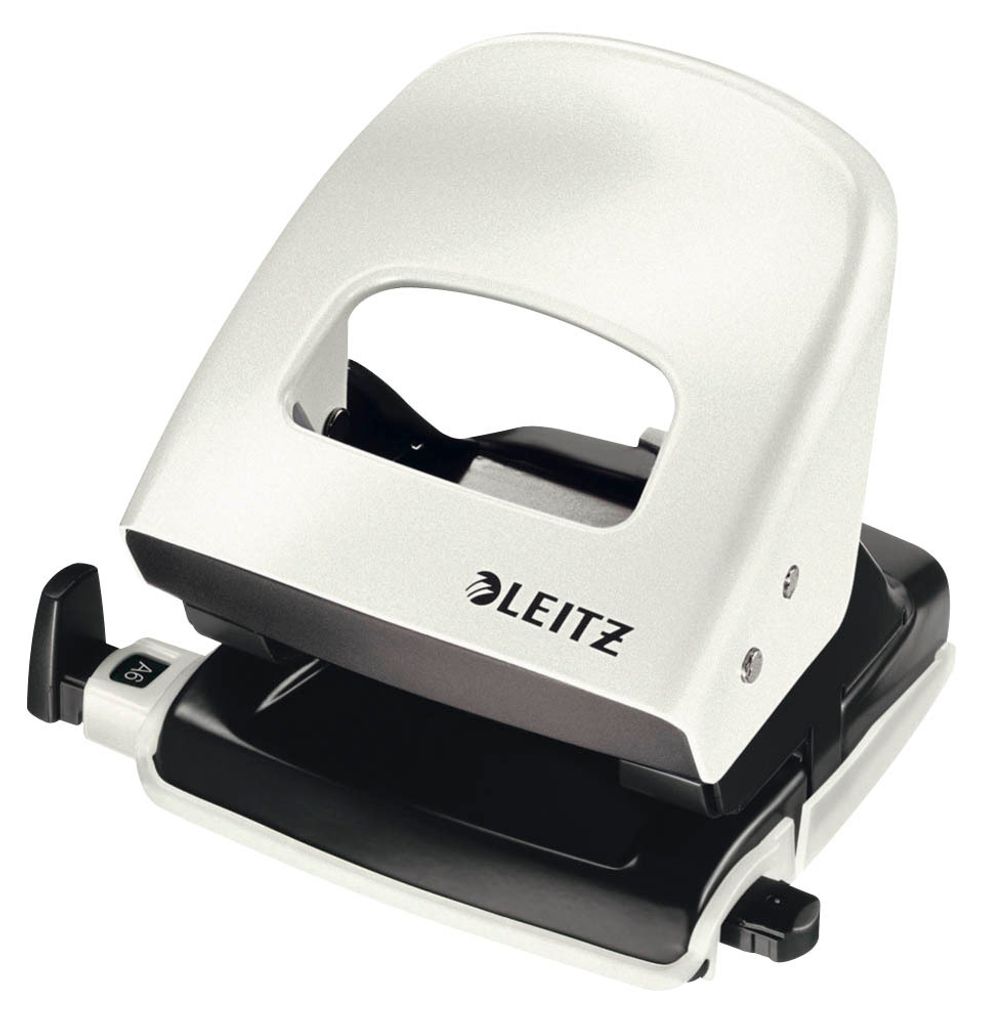 Leitz Locher NeXXt Serie WOW Bürolocher aus Metall mit Anschlagschiene, 30 Blätter, perlweiß; 5008-10-01