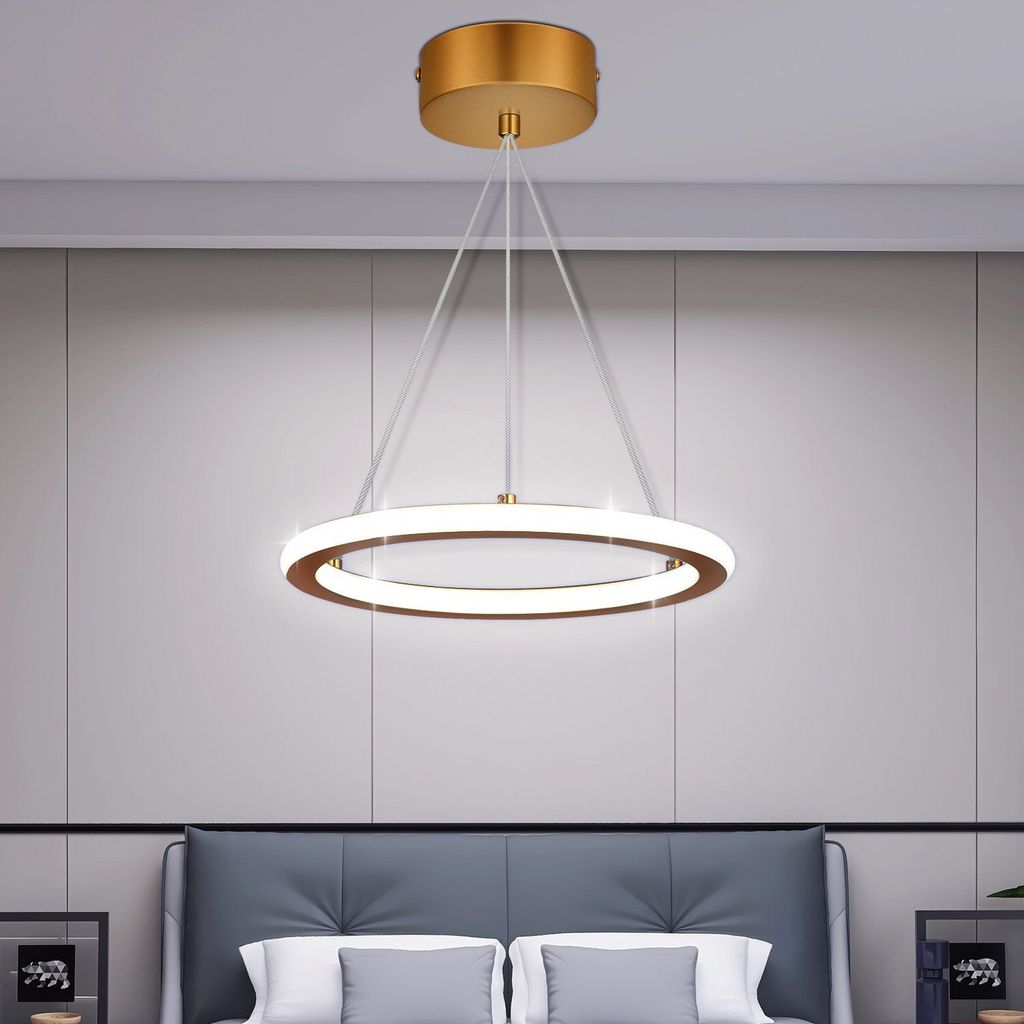 LED Pendelleuchte Esstisch Hängelampe, Hängeleuchte Gold Esstischlampe, Ring Hängeleuchte, 16W Pendellampe für Esszimmer Arbeitzimmer Küche | Kaltweiß