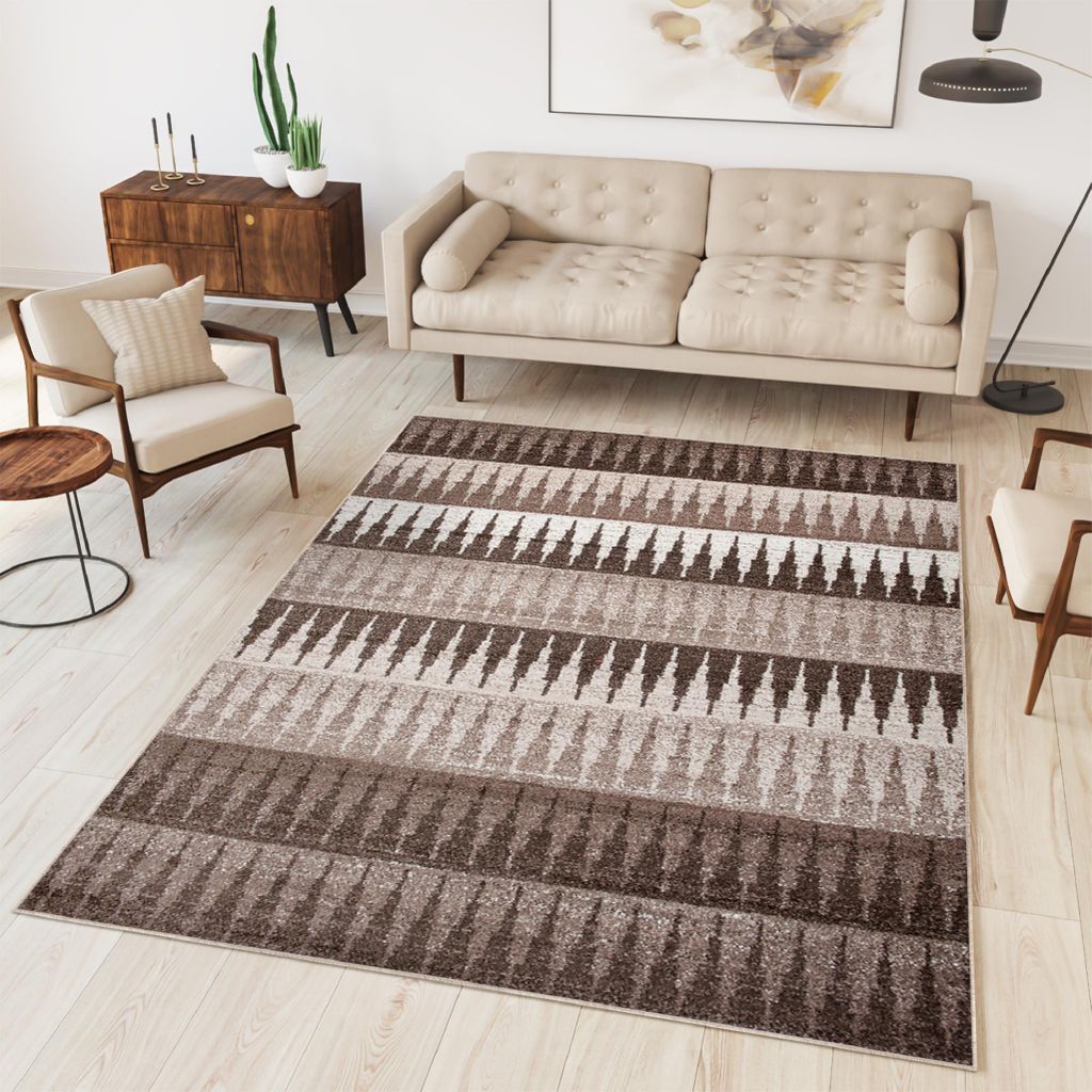 Teppich Wohnzimmer Schlafzimmer Kurzflor Modern Meliert Design Braun Beige 240 x 330 cm