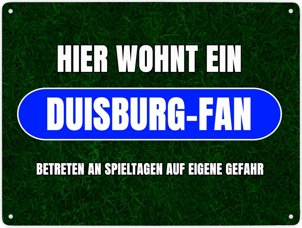 Hier wohnt ein Duisburg-Fan Metallschild XXL in 28x38 cm Produktbild 