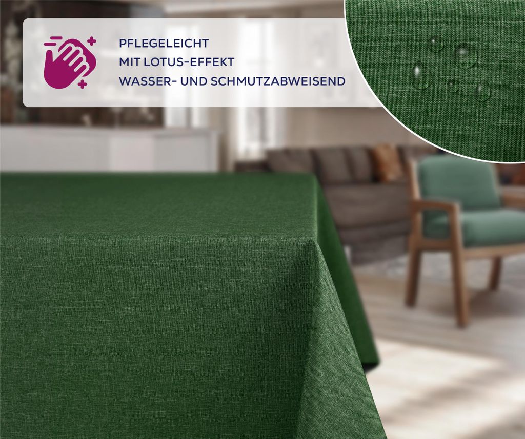 Beautex Tischdecke Leinenoptik Creme abwaschbar