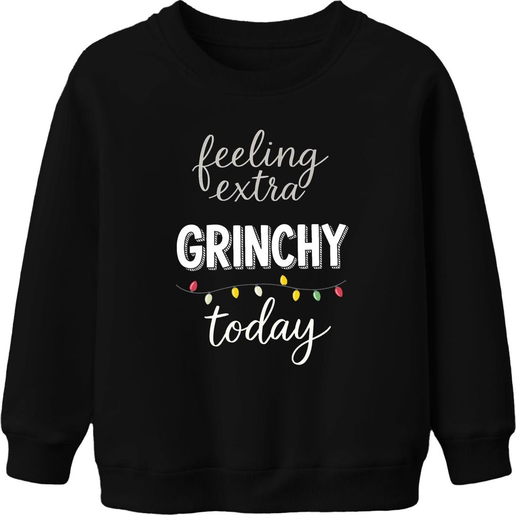 feeling extra GRINCHY today Weihnachten Grinch sarkastisch lustig Uni Kinder Sweatshirt Pullover, Schwarz, 116