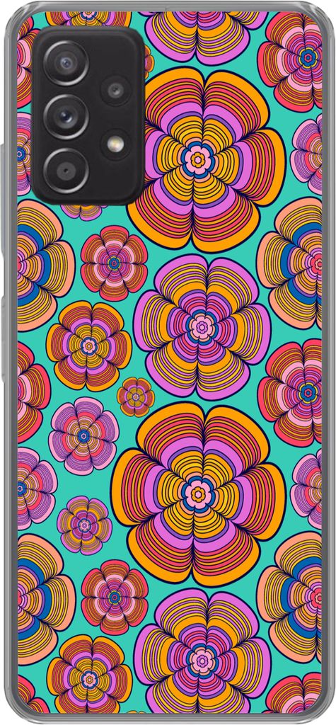 MuchoWow Handyhülle Schutzhülle Hülle für Telefoonhoesje Samsung Galaxy A33 5G Design - Flower Power - Farben Silikon Softcase Handy Hülle -...