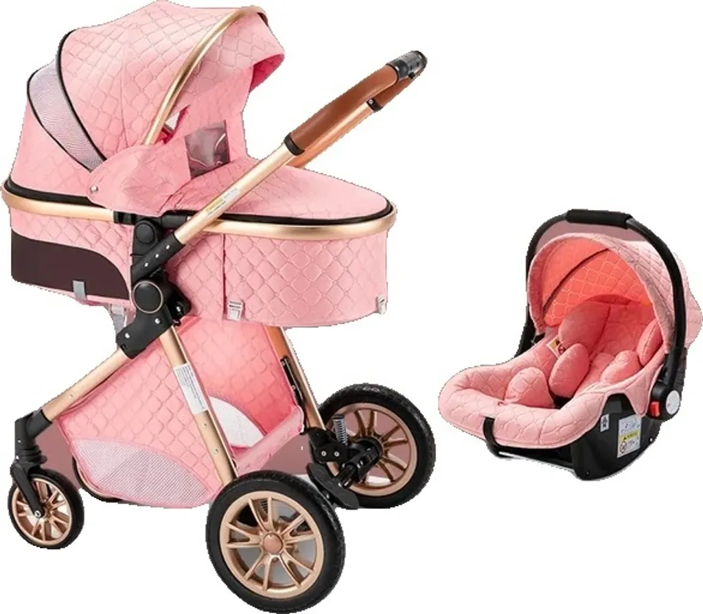 Poussette bébé rose ultra légère avec pliage rapide et dossier inclinable