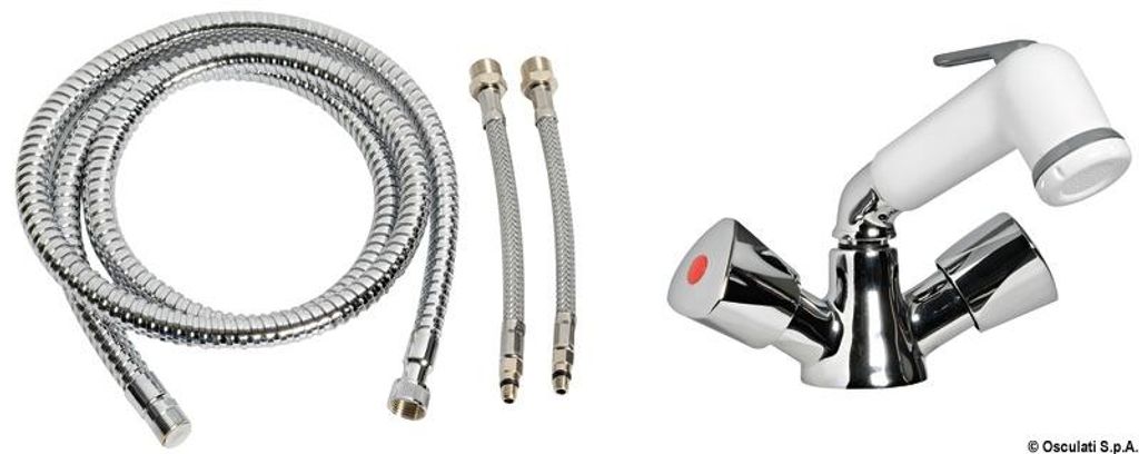 Mischbatterie für heißes/kaltes Wasser mit Duscharmatur - Produktbild 