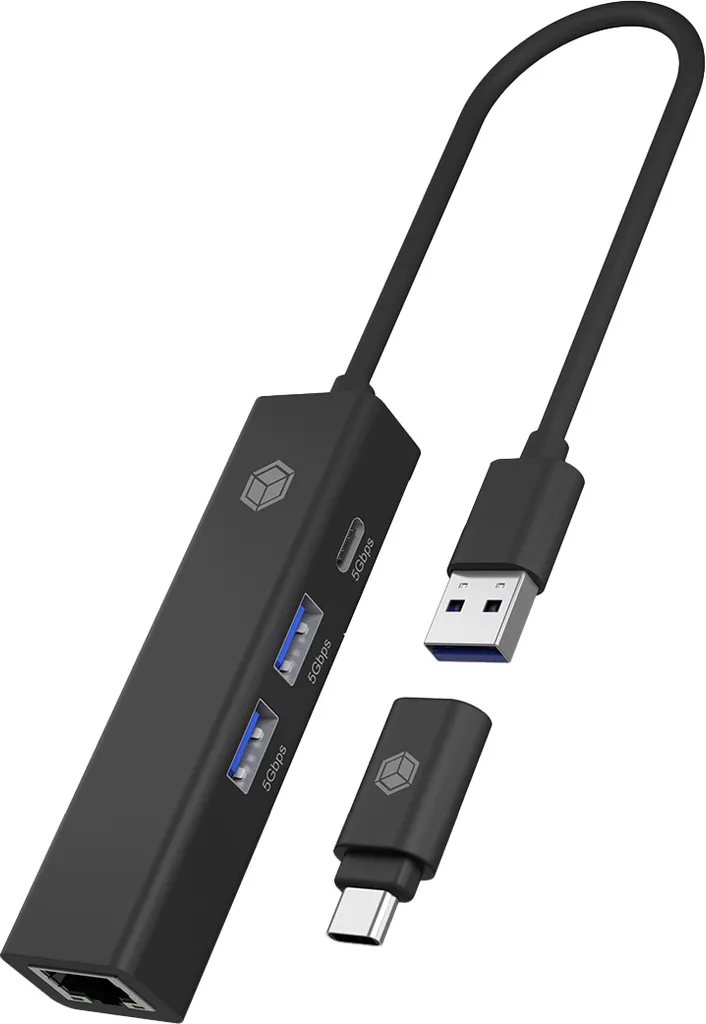 Station d'accueil USB-C ICY BOX IB-HUB1439-LAN avec Adaptateur Réseau LAN