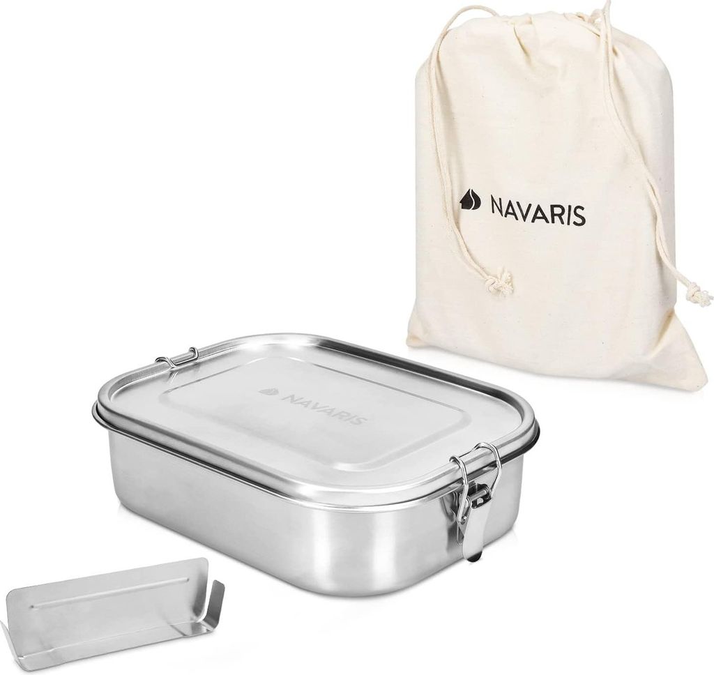 Edelstahl-Lunchbox mit Trennwand - Nachhaltige Meal Prep Box - 1,4 Liter - Spülmaschinenfest