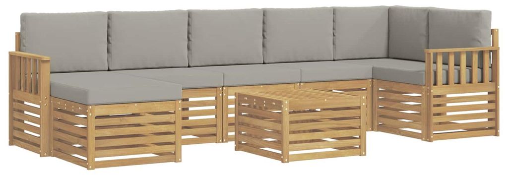 vidaXL Outdoor-Sofagarnitur 7 pcs Weiß und Hellgrau 59 x 59 x 37 cm