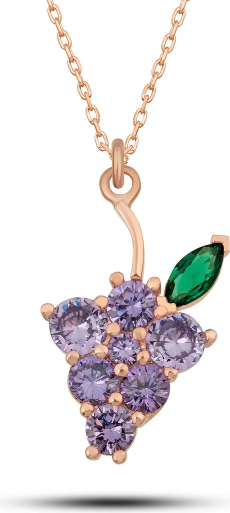 Collier en argent sterling 925 avec pendentif raisin en zircone violette