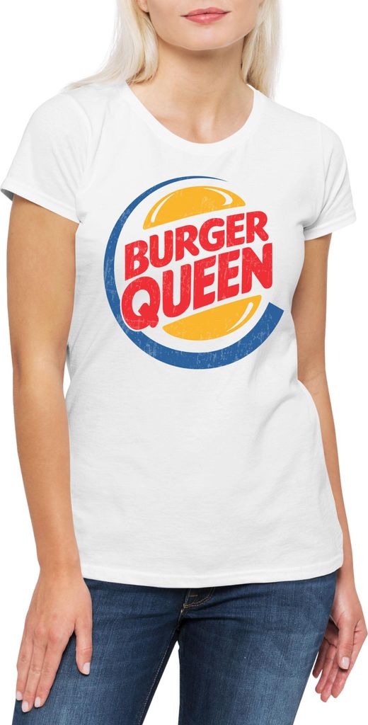 Urban Backwoods Burger Queen, Damen T-Shirt, Farbe: Weiß, Größe: XS