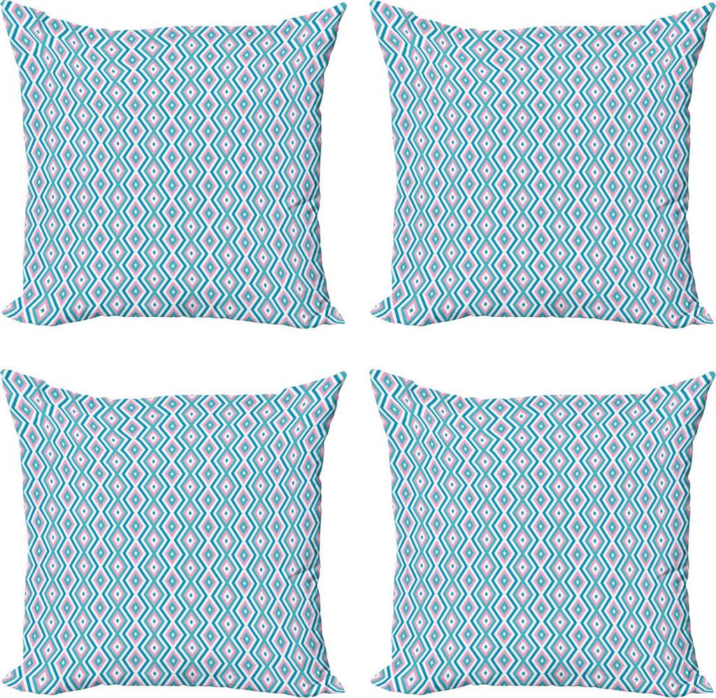 ABAKUHAUS Geometrisch Kissenbezug Set (4 Stück), verschachtelte Rhombuses, Moderner Doppelseitiger Digitaldruck, 60 cm x 60 cm, Dunkle Seafoam Bab...