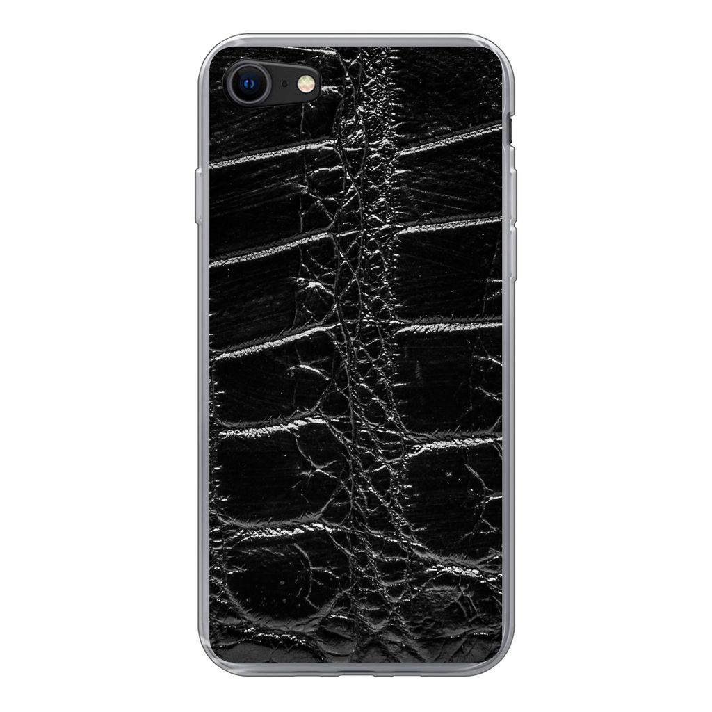 MuchoWow Handyhülle Schutzhülle Hülle für iPhone SE 2020 Tiermuster - Krokodile - Leder Silikon Softcase Handy Hülle - Kartenbesitzer