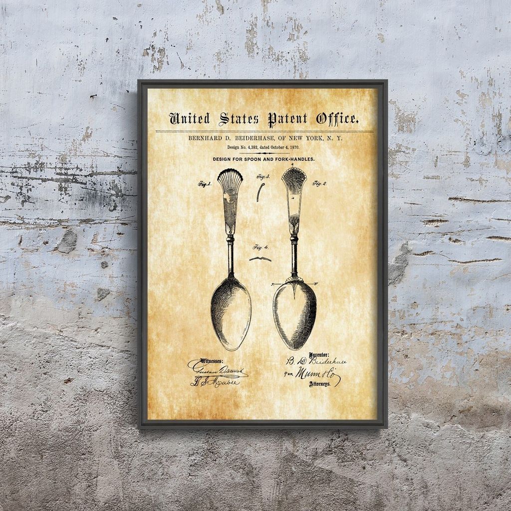 Poster - Canvas - Leinwand - 21 cm x 29,7 cm - Fotoposter - Leinwandkunst - Osiris Bestecke Löffel us-Patent