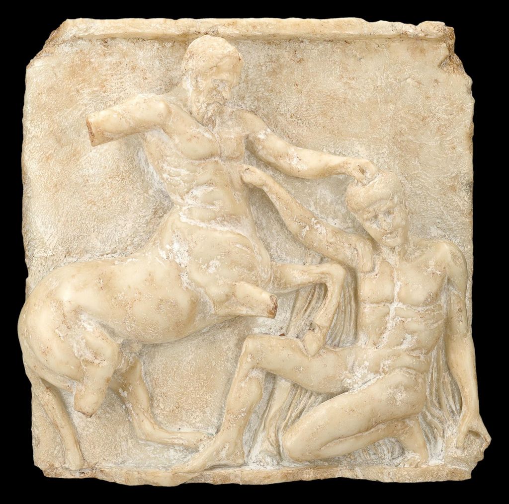 Metopen-Relief - Kentaur und Lapith im tödlichen Kampf - 41 cm