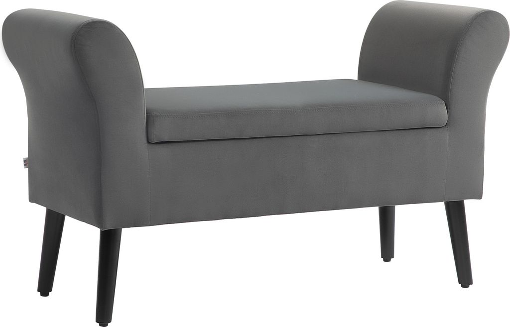 HOMCOM Sitzbank Polsterbank mit Stauraum Truhenbank mit Armlehnen Sitzhöhe 46cm für Flur Schlafzimmer samtartiges Polyester 111,5 x 41 x 65 cm Du...