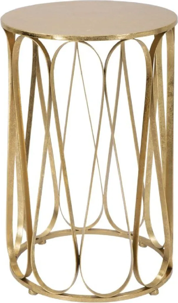 Table d'appoint ronde Venezia Mauro Ferretti en métal doré 37x58 cm
