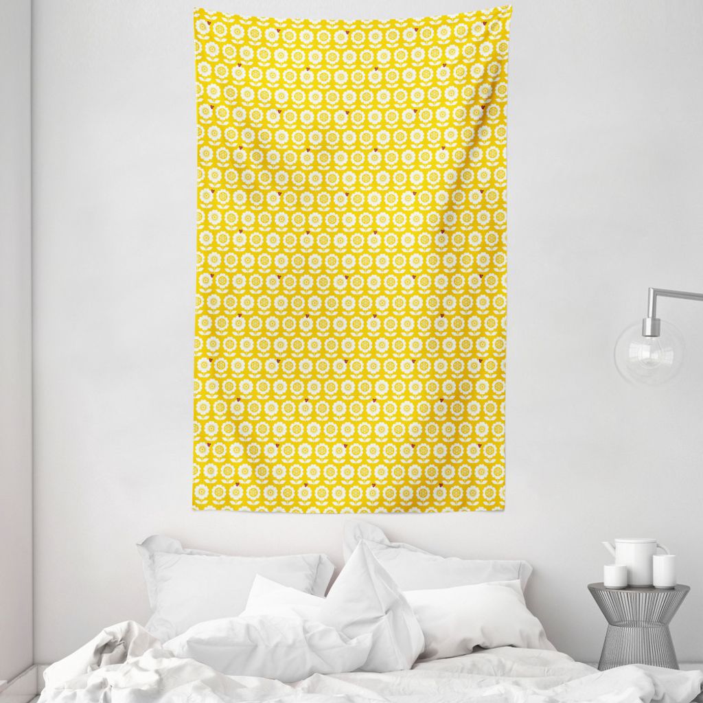 ABAKUHAUS Blumen Wandteppich und Tagesdecke, Scandinavian Muster aus Weiches Mikrofaser Stoff Waschbar ohne Verblassen Digitaldruck, 140 x 230 cm, ...