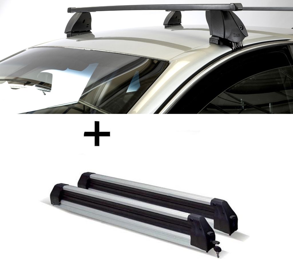 Skiträger ausziehbar + Dachträger K1 MEDIUM kompatibel mit Renault Kadjar (5Türer) ab 15