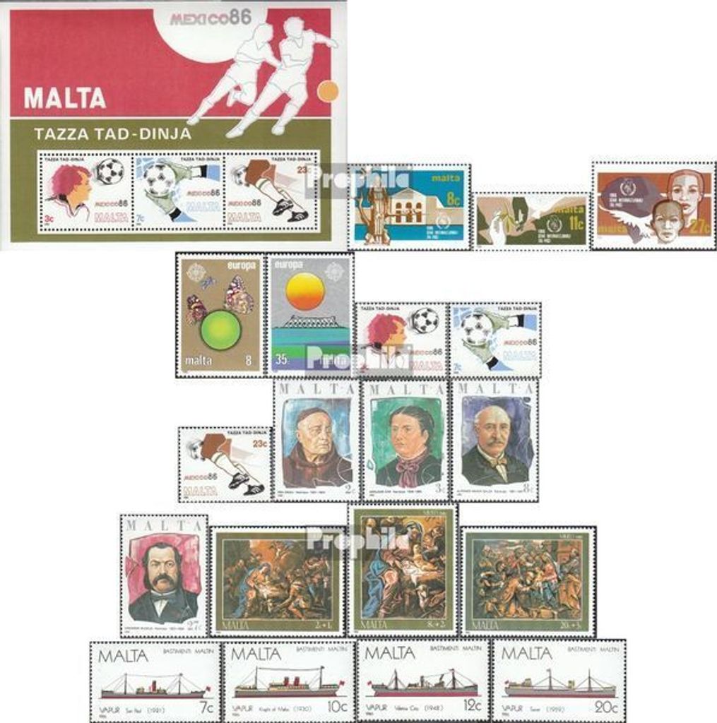 Briefmarken Malta 1986 Mi 743-761 (kompl.Ausg.) Jahrgang 1986 komplett postfrisch Friedensjahr