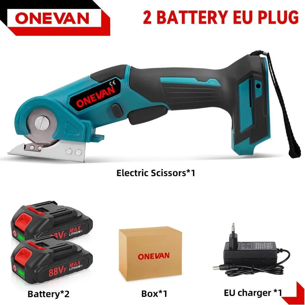 Cisaille électrique sans fil 800W avec 2 batteries et chargeur EU Rouge