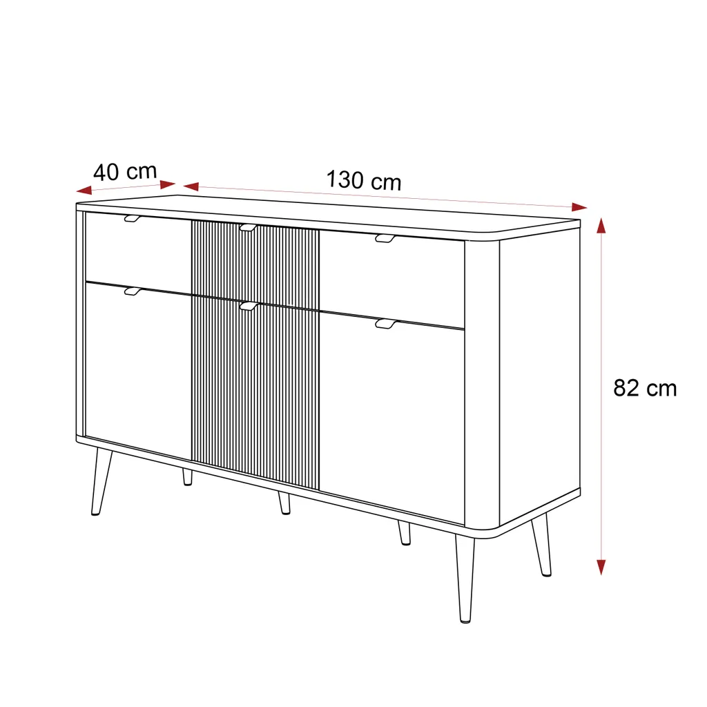 Commode à tiroirs cannelés NAVANI meuble de rangement chic 130 cm - 7