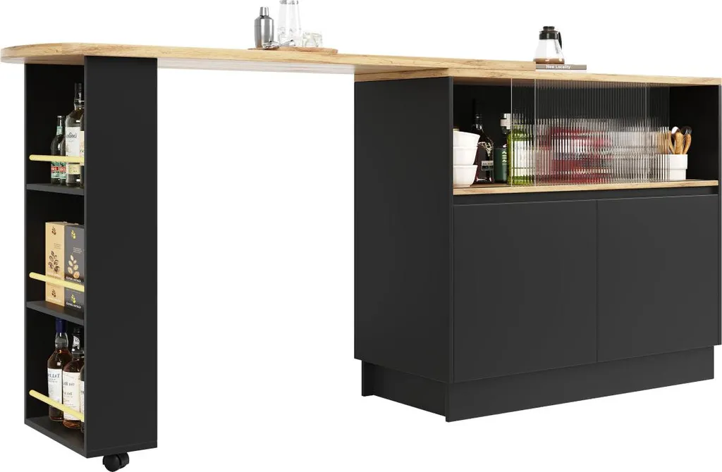 Table de cuisine rotative bicolore pour petit espace et studio - 12