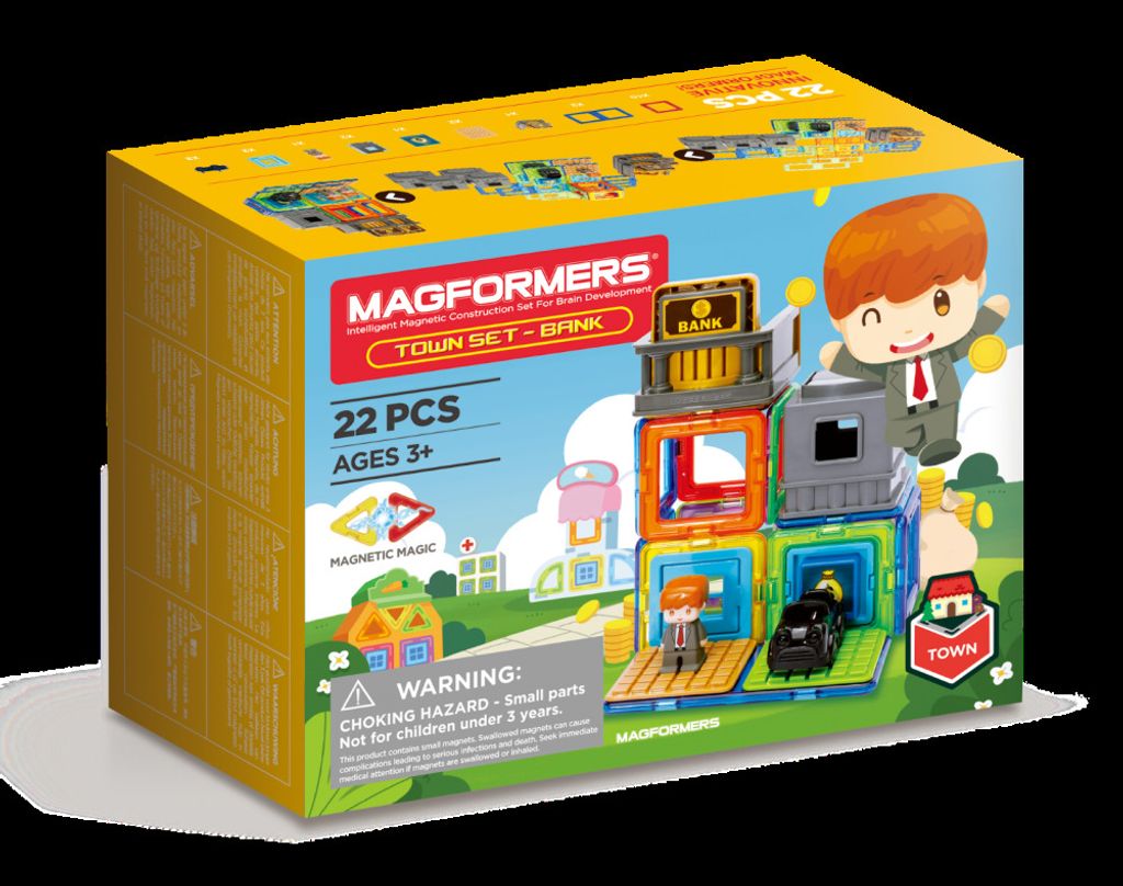 MAGFORMERS Magnetspielzeug Town-Set Bank 22 Teile