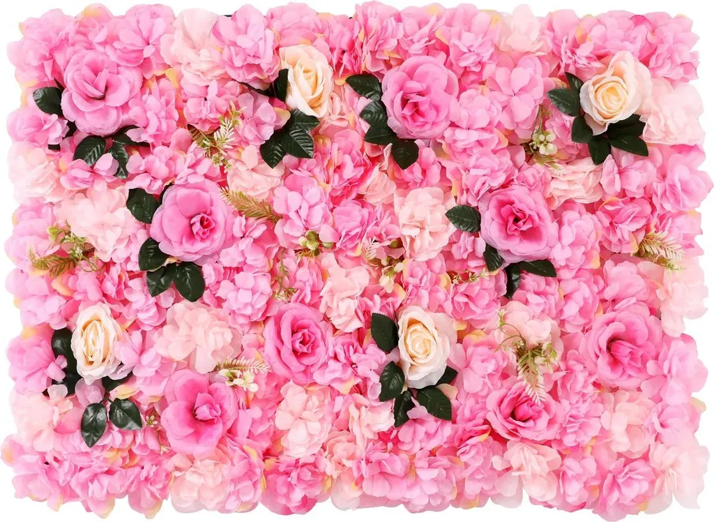 Mur de fleurs artificielles rose - Déco murale sans entretien lot 12