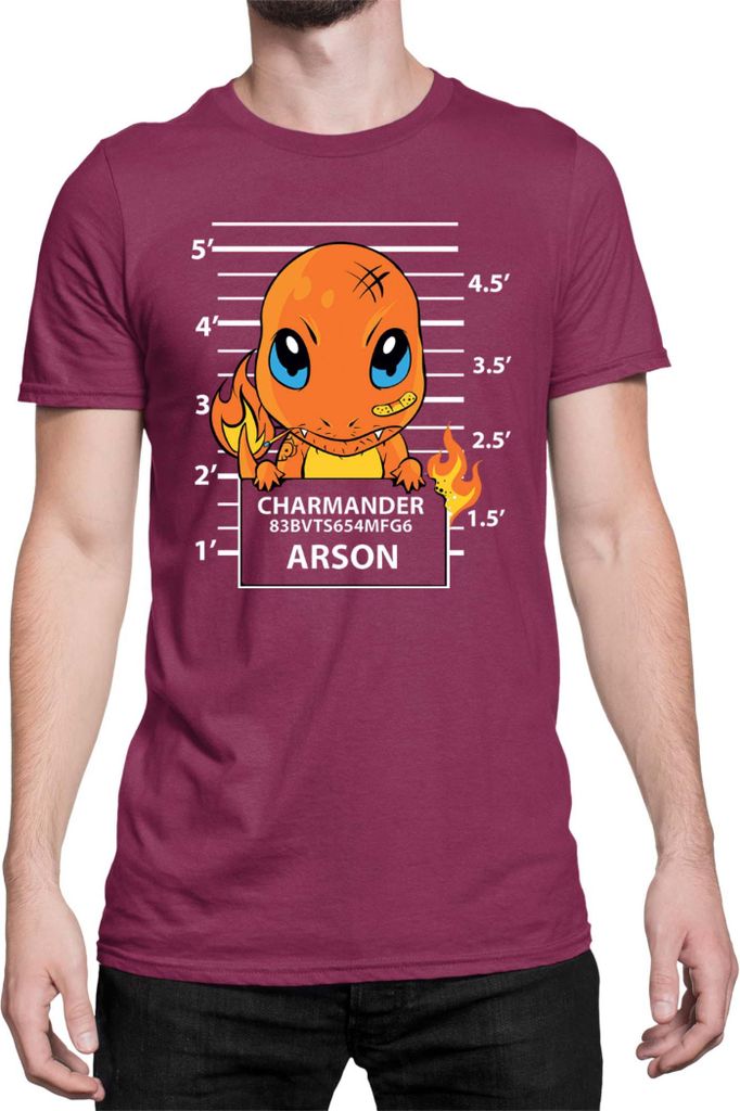 Herren T-Shirt Japan Manga Anime Comics Pokemon 023, Man 2XL / Burgundy