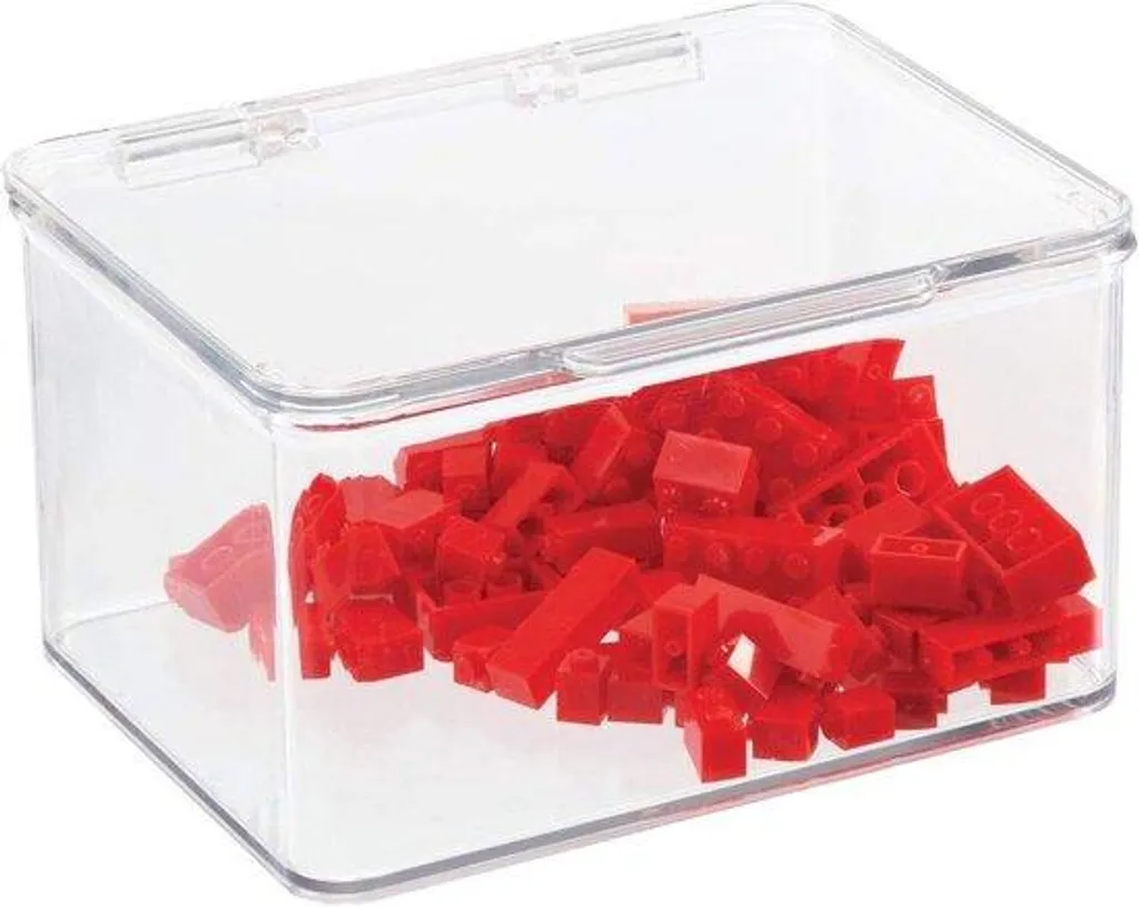 Boîte de rangement transparente avec couvercle pour jouets sur étagère