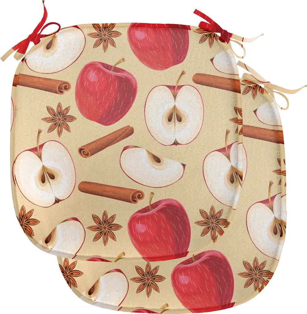ABAKUHAUS Apfel Polster für Esszimmerstühle, Sternanis Zimt Drink, Dekoratives wasserfestes Kissen mit Riemen für Küchensitze, 40 cm x 40 cm-2e...