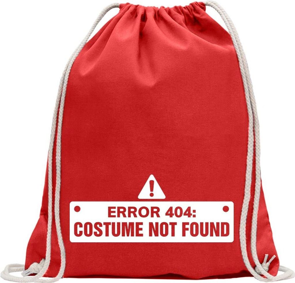 Kiwistar - Turnbeutel - rot - Error IV0IV - Costume not Found - Fun Rucksack Sport Beutel Gymsack Baumwolle mit Ziehgurt