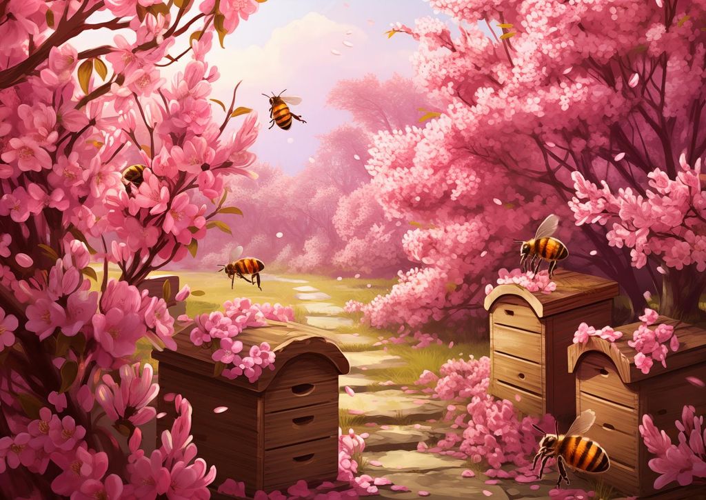 Plakat 42x29,7cm Leben in Bienenstöcken