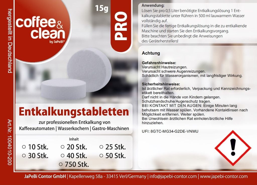 50 Entkalkungstabletten Entkalker Tabs 15g für Produktbild 3
