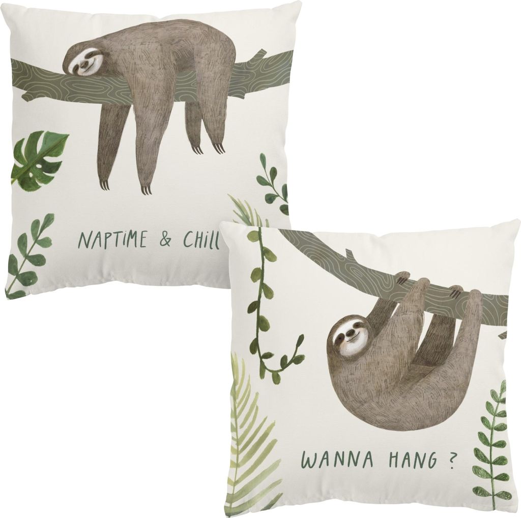 Dekokissen 2-teilig Tiere drinnen / Indoor Zierkissen Samt waschbar Design beige Aquarell Illustration Sofakissen mit Füllung