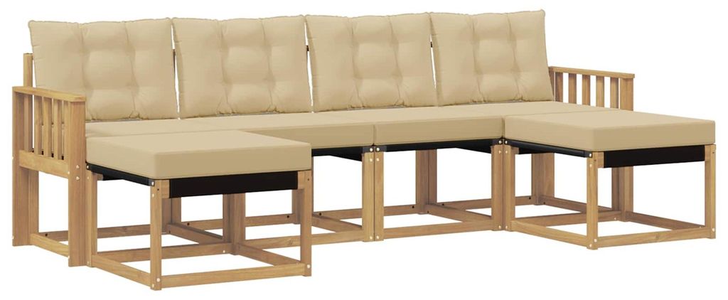 vidaXL Outdoor-Sofagarnitur mit Kissen 6 pcs Weiß und Beige