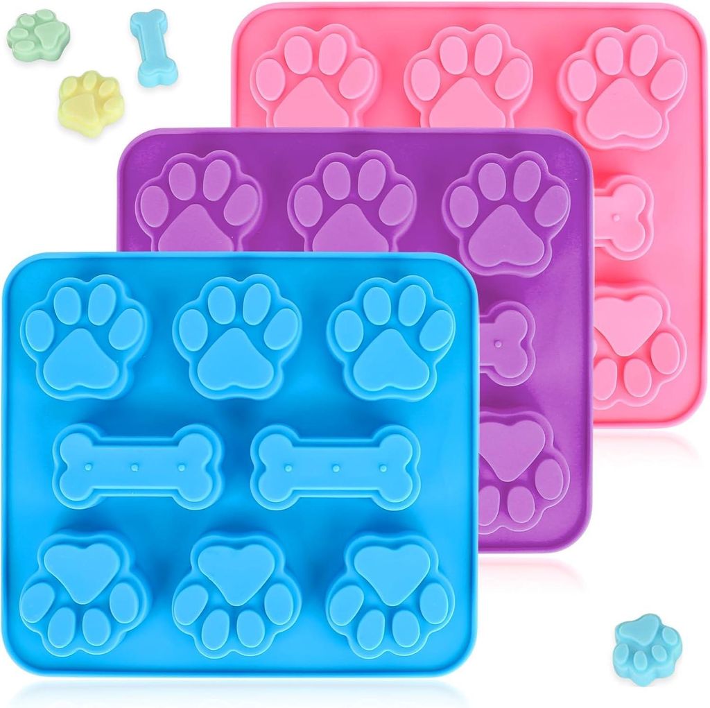 Backmatte für Hundekekse, Backform für Hundekekse in Form einer Pfote oder eines Knochens, Backmatte für Schokoladenkekse, Eiswürfel, Süßigke...