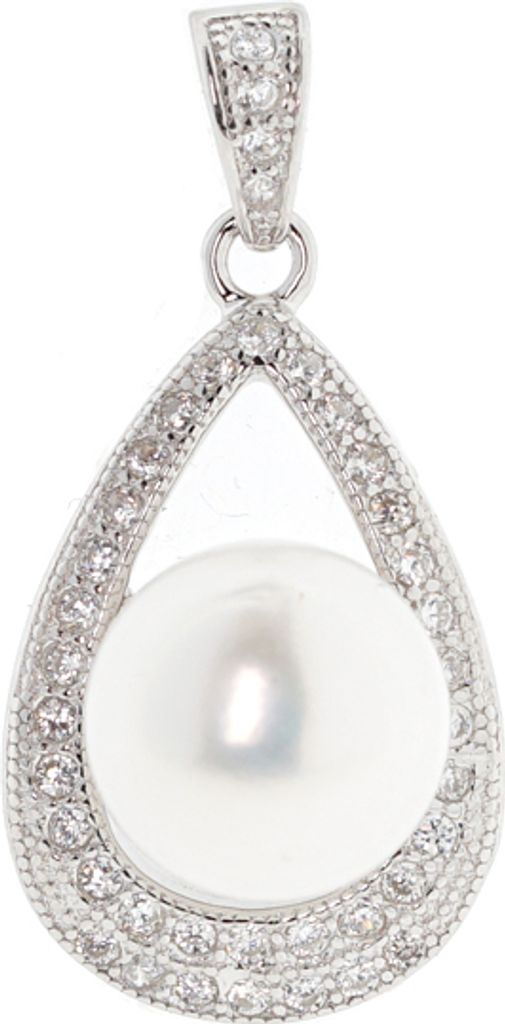 Golders Anhänger in Tropfenform aus 925 Silber mit Perlen und Zirkonia, Sterlingsilber Ohrhänger