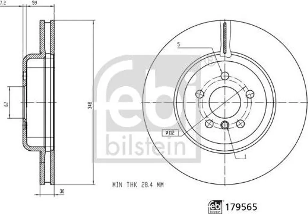 Disque de frein FEBI BILSTEIN 179565 pour BMW Série 3 G20 et Série 5 G30