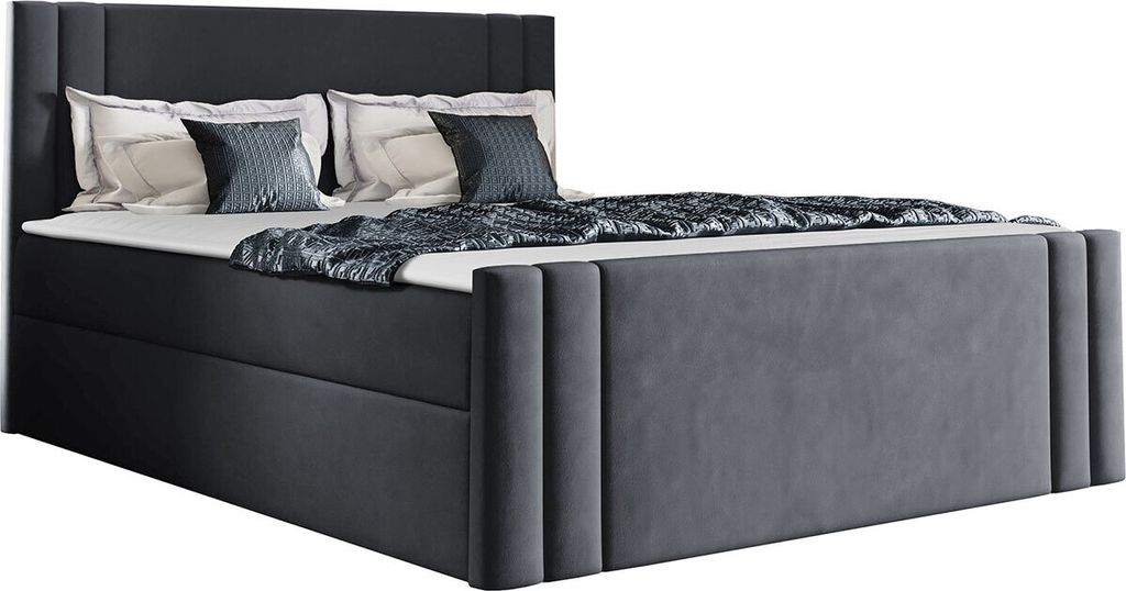 MIRJAN24 Boxspringbett Carmen, Stilvoll Doppelbett mit zwei Bettkästen, Schlafzimmer Ehebett (Amor Velvet 4320, Größe: 180x200 cm)