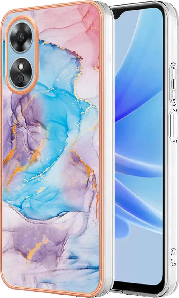 Custodia per Oppo A17, custodia in silicone TPU antiurto a fantasia, blu