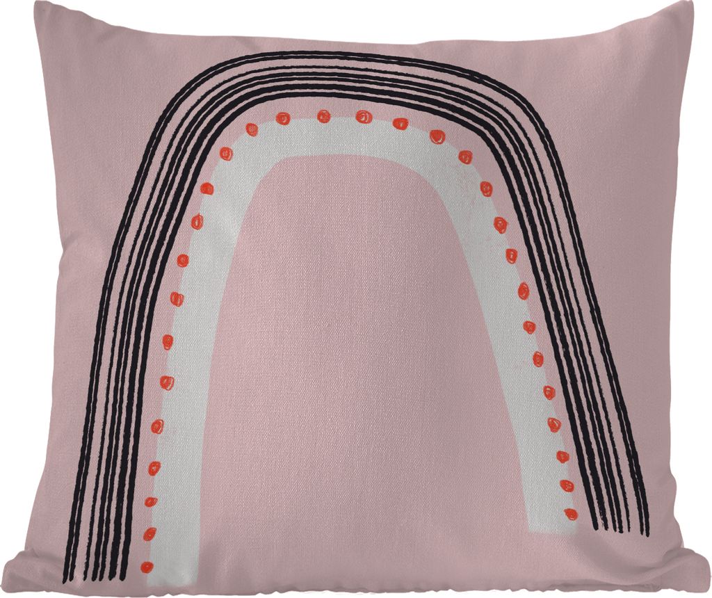 MuchoWow Outdoor Kissen - Regenbogen - Minimalismus - Rosa - 40x40 cm - Wetterfest - Lounge Kissen - Kopfkissen - Interieur - Polster mit Bild