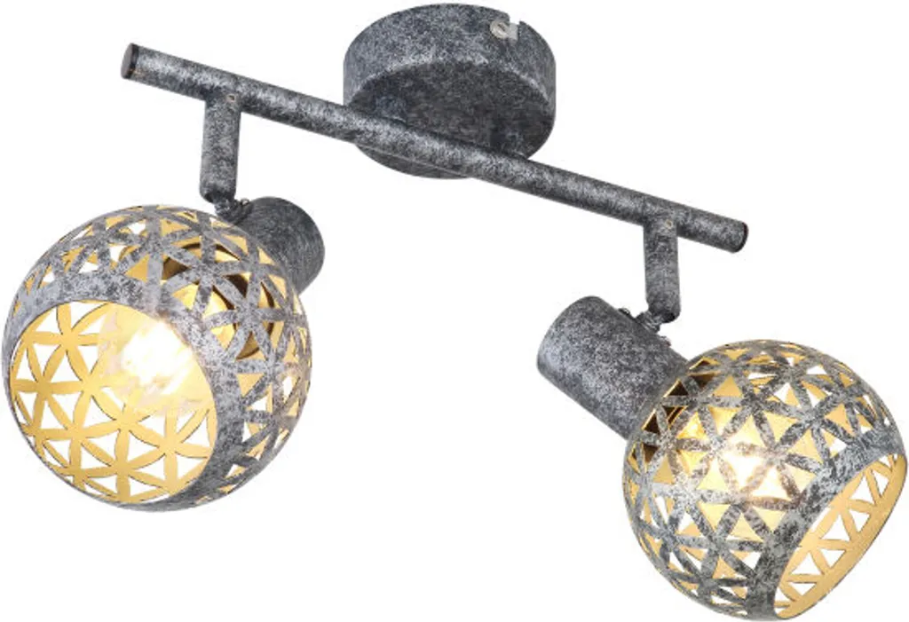 Plafonnier Spot Orientable 2 Lumières Lela Globo en Métal Gris Design
