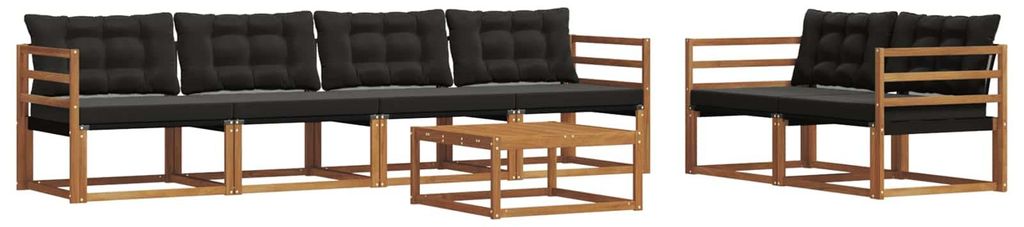vidaXL Outdoor-Sofagarnitur mit Kissen 7 pcs Natürlich und Schwarz