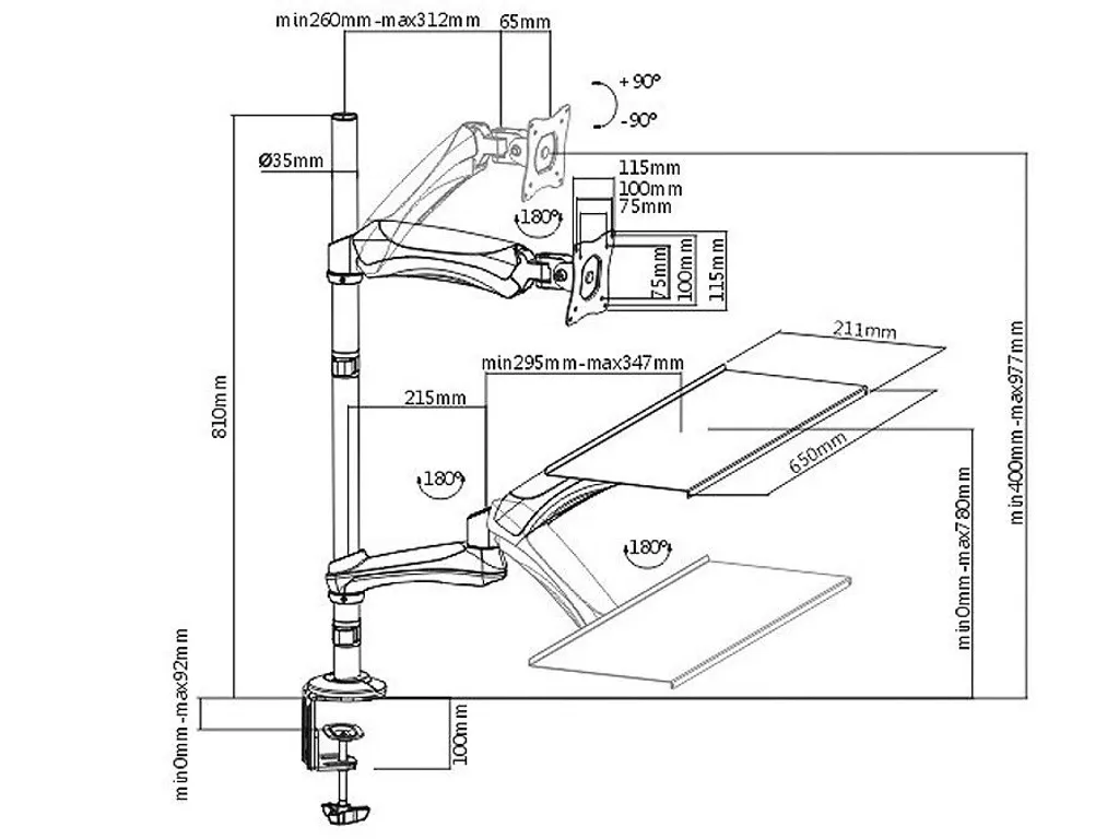 Support Écran LCD avec Pince de Table et Porte-Clavier Ergonomique Pro - 6