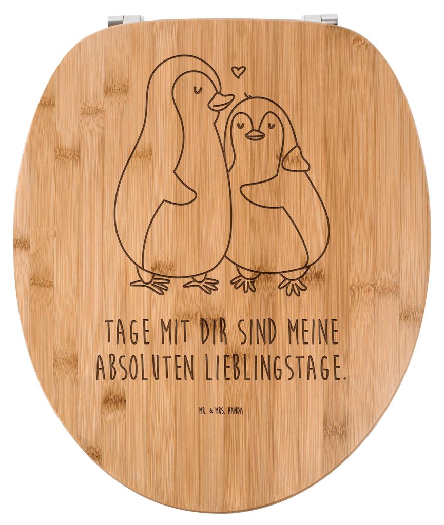Mr. & Mrs. Panda WC Sitz Pinguin umarmen - Transparent - Geschenk, Hochzeitstag, Klodeckel, Liebe, Hochzeit, WC-Brille, Brille, Klobrille, Toilette...