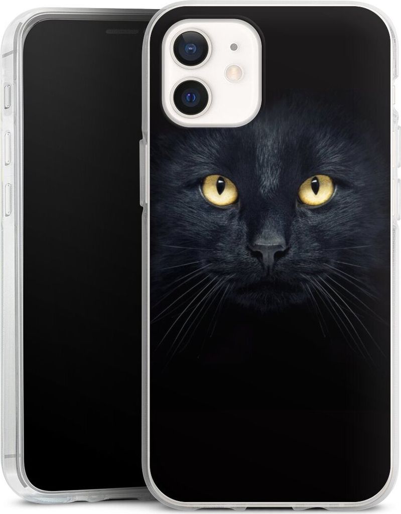 DeinDesign Handyhülle für Apple iPhone 12 Pro Silikon Hülle Case Smartphone Schutzhülle Auge Katze schwarz